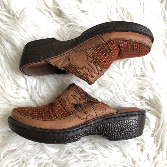 Born Tweed and Leather Clog Mules - Picture 2 of 9